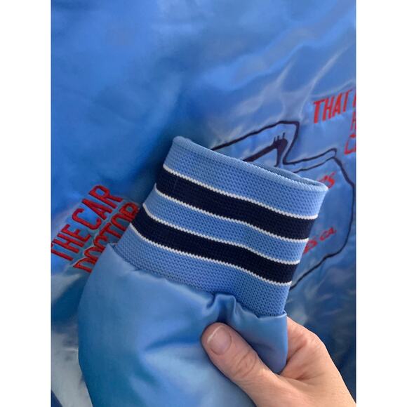 Aristo Jac 1980s Vintage Blue Unisex Windbreaker Car Theme Bomber Jacket Size XL - Picture 6 of 10